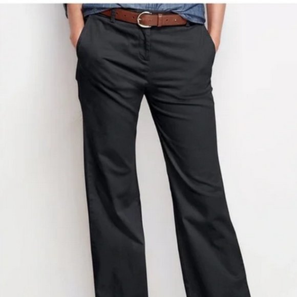 Lands' End NWT Wide Leg Weekend Chino Trousers Black Slant Pocket Pants Classic - Picture 1 of 13
